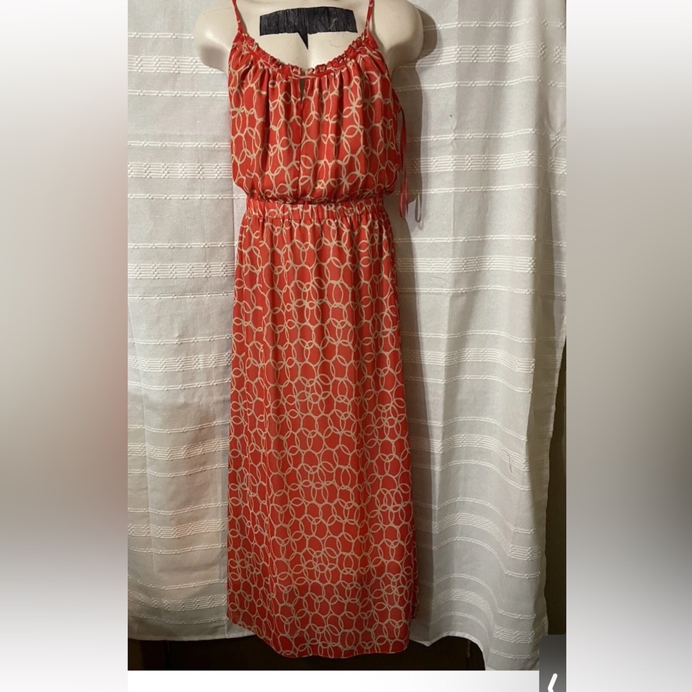 Banana Republic Coral  Printed Maxi Dress - Sleeveless Spaghetti Strap